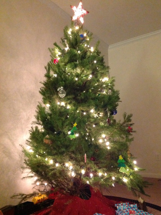 Wait; stop...don't make fun of our tree. 