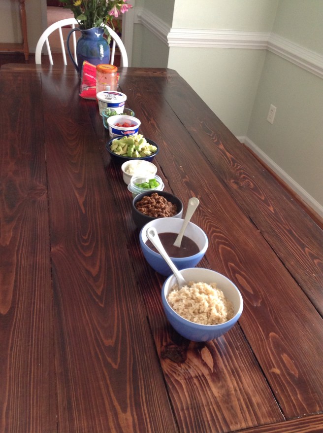 How many times have we eaten burrito bowls since I've been pregnant, honey?