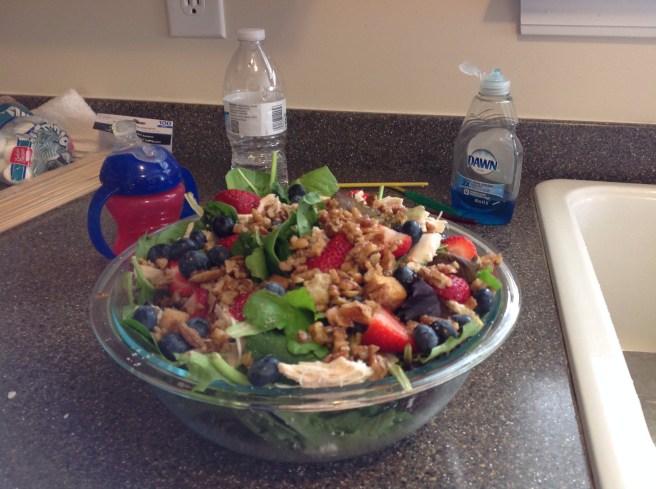 Yum! A fourth of July salad even I liked (minus the lettuce).